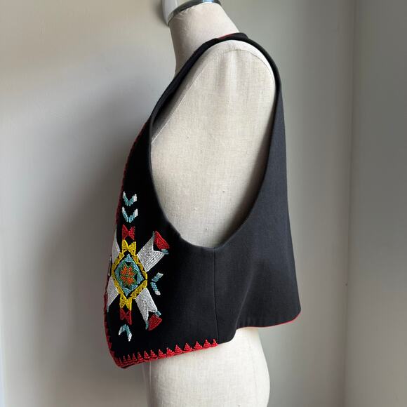 Hairston Roberson Ropa Embroidered Vest 1992 Black Cotton USA M/L - Picture 3 of 11
